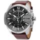 Diesel Men's Chronograph Mega Chief Brown Leather Strap Watch 51mm DZ4290